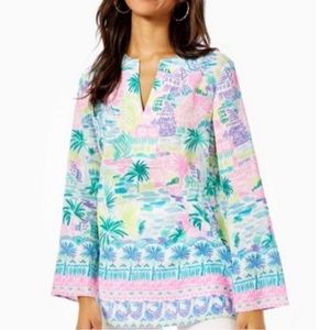 Lilly Pulitzer linen printed ocean cove tunic